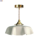 Vintage ruffled cream glass copper pendant lamp kitchen