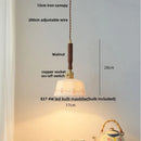 Vintage scalloped glass and walnut wood pendant light for dining room