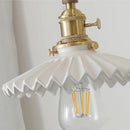 Vintage scalloped glass and walnut wood pendant light for dining room