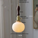 Vintage scalloped glass and walnut wood pendant light for dining room
