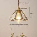 Vintage silver flower glass copper led hanging light bedroom