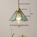 Vintage silver flower glass copper led hanging light bedroom