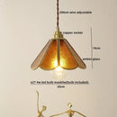 Vintage silver flower glass copper led hanging light bedroom