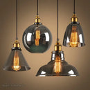 Vintage smoky grey glass pendant light set of 4 kitchen brass accents