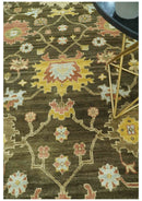 Vintage Style Antique design Green and Rust 8x10 Traditional Floral wool area rug