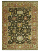 Vintage Style Antique design Green and Rust 8x10 Traditional Floral wool area rug