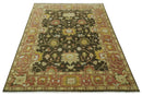 Vintage Style Antique design Green and Rust 8x10 Traditional Floral wool area rug