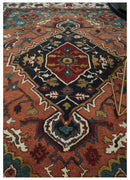 Vintage Style Black, Rust, Teal and Ivory Hand Tufted 8x10 Traditional wool Area Rug