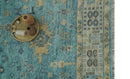 Vintage Style Blue, Beige and silver Hand Knotted Traditional Oushak wool area Rug