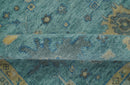 Vintage Style Blue, Beige and silver Hand Knotted Traditional Oushak wool area Rug