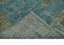 Vintage Style Blue, Beige and silver Hand Knotted Traditional Oushak wool area Rug