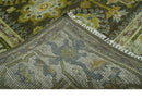 Vintage Style Earthy Green and Silver Traditional Hand Knotted 8x10 wool area rug