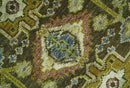 Vintage Style Earthy Green and Silver Traditional Hand Knotted 8x10 wool area rug