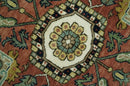 Vintage Style Green, Rust and Ivory Fine Hand Knotted 8x10 wool area rug