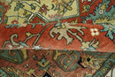 Vintage Style Green, Rust and Ivory Fine Hand Knotted 8x10 wool area rug