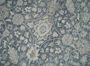 Vintage Style Hand Knotted 9x12 Traditional Blue and Beige Antique Textured Low Pile Distressed Wool Rug