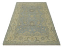 Vintage Style Hand Knotted Gray and Beige 6x9 Traditional Oriental Oushak wool rug