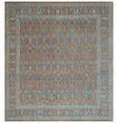 Vintage Style Hand Knotted Serapi Blue and Rust Traditional Custom Made Area Rug