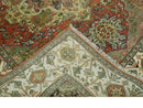 Vintage Style Olive, Rust and Ivory Fine Hand Knotted 8x10 wool area rug
