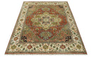 Vintage Style Olive, Rust and Ivory Fine Hand Knotted 8x10 wool area rug