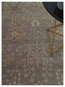 Vintage Style Tree of life Purple and Taupe Hand Knotted wool area rug