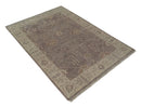 Vintage Style Tree of life Purple and Taupe Hand Knotted wool area rug
