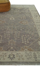 Vintage Style Tree of life Purple and Taupe Hand Knotted wool area rug
