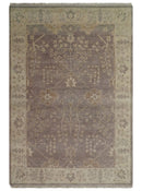 Vintage Style Tree of life Purple and Taupe Hand Knotted wool area rug