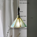 Vintage teal blue glass led pendant light kitchen brass hanging lamp