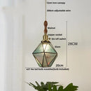 Vintage teal blue glass led pendant light kitchen brass hanging lamp
