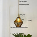 Vintage teal blue glass led pendant light kitchen brass hanging lamp