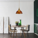 Vintage teal blue glass led pendant light kitchen brass hanging lamp