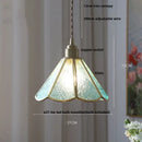 Vintage teal blue glass led pendant light kitchen brass hanging lamp