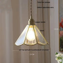 Vintage teal blue glass led pendant light kitchen brass hanging lamp