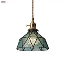 Vintage teal blue glass led pendant light kitchen hanging lamp