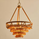 Vintage Twine Bohemian Farmhouse Style 3-Light Chandelier Lighting