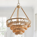 Vintage Twine Bohemian Farmhouse Style 3-Light Chandelier Lighting