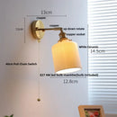 DecorBites™ Copper Canopy LED Wall Sconce, White Ceramic Bedside Light for Bedroom, Modern Nordic Design