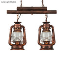 Vintage wood and copper lantern island light kitchen fixture