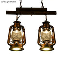 Vintage wood and copper lantern island light kitchen fixture