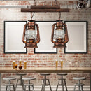 Vintage wood and copper lantern island light kitchen fixture