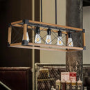 Vintage Wood Pendant Light – 5 Light Hanging Fixture