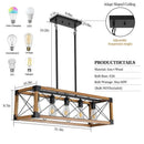 Vintage Wood Pendant Light – 5 Light Hanging Fixture