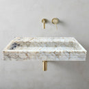 Calacatta Viola Gold Marble Wall-mount Bathroom Sink Horizontal Fluted (W)16" (W)36" (H)5" bathroom view 