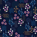 Elegant Dark Blue Wallpaper with Little Flowers