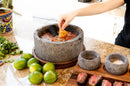 Volcanic Stone Molcajete "Chilmamolli" - 10-inch Volcanic Stone Bowl with Parota Wood Base, 50 Oz Capacity