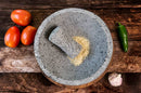 Volcanic Stone Molcajete "Chilmamolli" - 10-inch Volcanic Stone Bowl with Parota Wood Base, 50 Oz Capacity