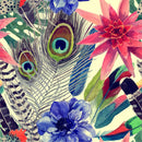 Flowers and Peacock's Feather Wallpaper