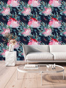 Exotic Flowers and Birds Wallpaper