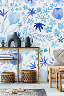 Watercolor Blue Flowers Wallpaper